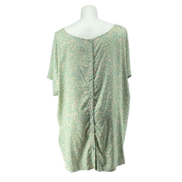 Ava & Viv Green Print Reversible Rayon Top 4X – Short Sleeve, Button Back, NWT - Picture 5 of 17